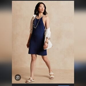 Banana Republic Elegant BLUE Crochet Mini Dress, Size Small. NWT